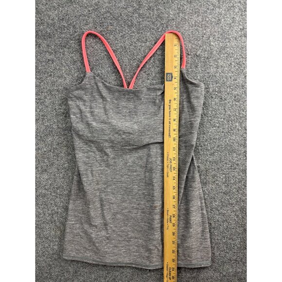 Lululemon Dancing Warrior Tank Women's 8 Heathered Gray Pink Cross Straps Yoga - Picture 3 of 7